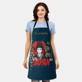 Japan  Geisha met vlag Koi en Lotus Souve Schort (Gedragen)