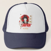 Japan  Geisha met vlag Koi en Lotus Souve Trucker Pet (Voorkant)