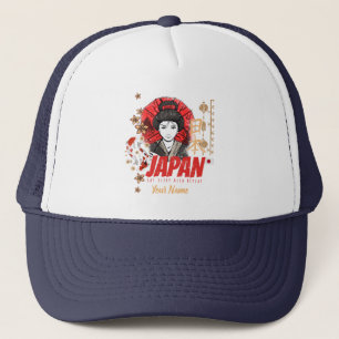 Japan  Geisha met vlag Koi en Lotus Souve Trucker Pet