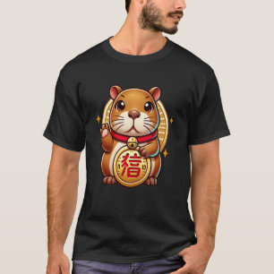 Japan Geluksbrenger Maneki Neko Capybara Fortune J T-shirt