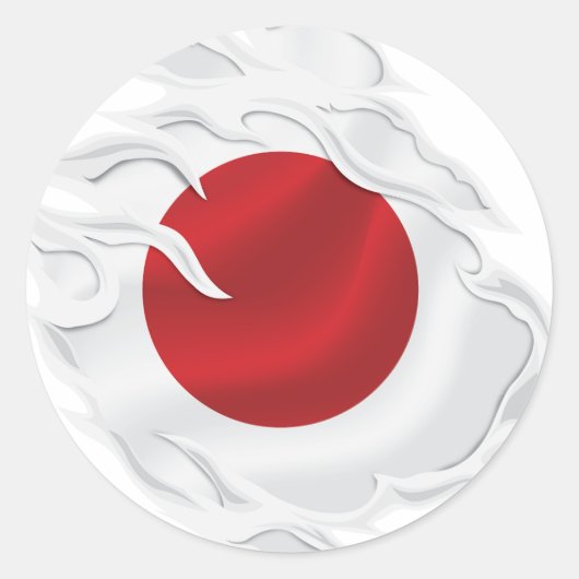 Japan Geripte vlag Ronde Sticker (Voorkant)