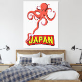 Japan Giant Squid cartoon Canvas Afdruk (Insitu (Slaapkamer))