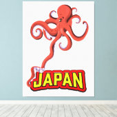 Japan Giant Squid cartoon Canvas Afdruk (Insitu (Houten vloer))