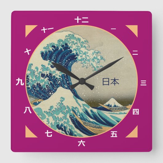  Japan, Great Wave off Kanagawa kanji klok (Voorkant)