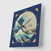 Japan, Great Wave off Kanagawa kanji klok (Hoek)