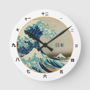  Japan, Great Wave off Kanagawa kanji klok