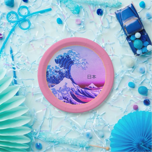  Japan, Great Wave off Kanagawa/Party roze Papieren Bordje (Feest)