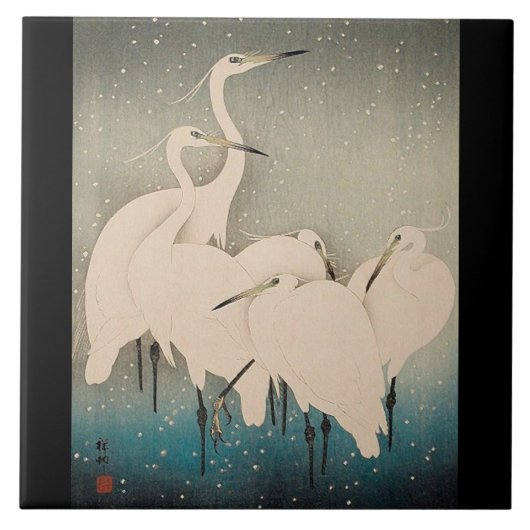 Japan grotten in sneeuwdieren keramische tegel tegeltje (Voorkant)