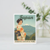 Japan Hakone Fuji Kimono Retro Briefkaart (Staand voorkant)