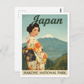 Japan Hakone Fuji Kimono Retro Briefkaart (Voorkant / Achterkant)