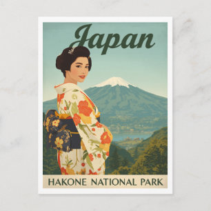Japan Hakone Fuji Kimono Retro Briefkaart