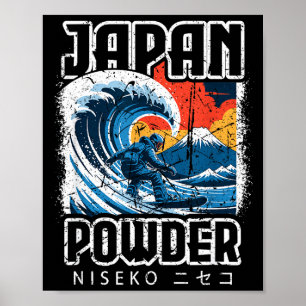 Japan hokusai snowboarden niseko japans katakan poster