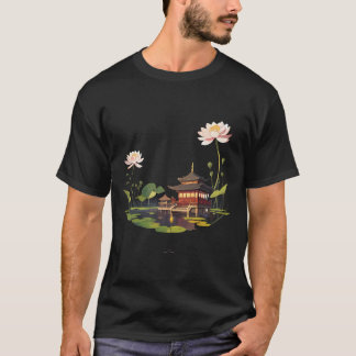 Japan Huis landschap en water reflectie T-shirt