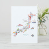 Japan Illustrated Map Flat Greeting Kaart (Staand voorkant)