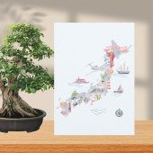 Japan Illustrated Map Flat Greeting Kaart
