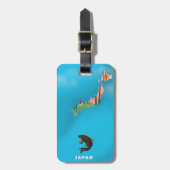 Japan Illustrated Map reisposter print. Bagagelabel (Voorkant verticaal)