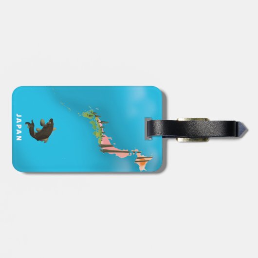 Japan Illustrated Map reisposter print. Bagagelabel (Achterkant horizontaal)