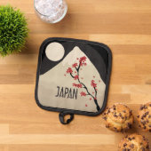 Japan Illustratie met berg en maan Pannenlap (Top down)