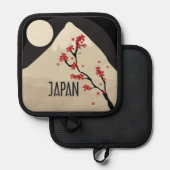 Japan Illustratie met berg en maan Pannenlap (Voorkant / Achterkant)