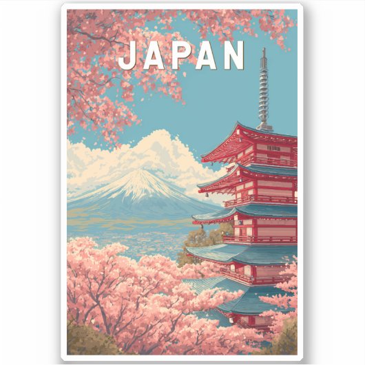 Japan Illustratie Reis Kunst Vintage Sticker (Voorkant)