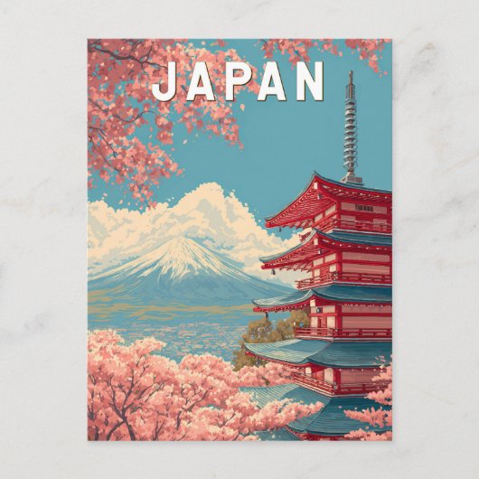 Japan Illustration Travel Art Vintage Briefkaart (Voorkant)