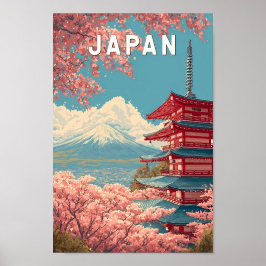 Japan Illustration Travel Art Vintage Poster (Voorkant)