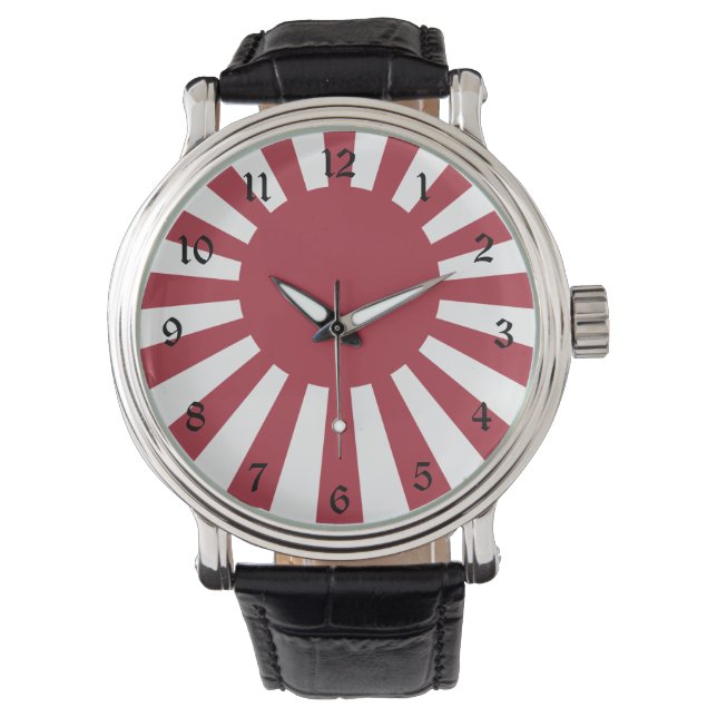 Japan Imperial Rising Sun vlag, Edo aan WW2 Horloge (Voorkant)