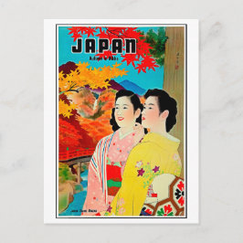 Japan in de lente, geisha, vintage reis briefkaart