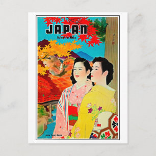 Japan in de lente, geisha, vintage reis briefkaart