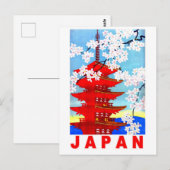 Japan in het voorjaar, Japanse tempeltoren,  Briefkaart (Voorkant / Achterkant)