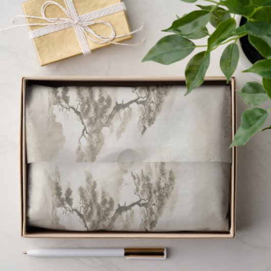 Japan Ink Landscape Minimal Misty Mountain Tissuepapier (Geschenk)