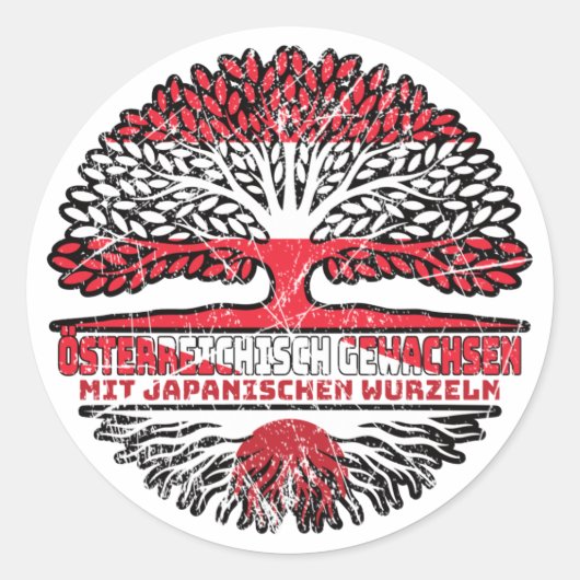 Japan Japanisch Österreichisch Österreich Baum Ronde Sticker (Voorkant)