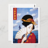 Japan, Japanse Geisha en de officier Briefkaart (Voorkant / Achterkant)