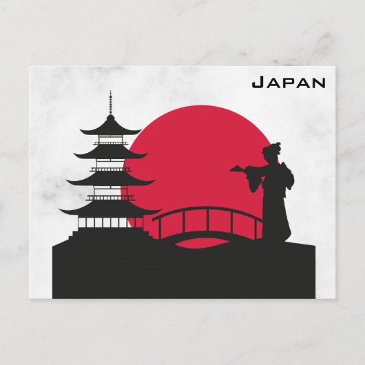 Japan Japanse Pagode Geisha Zonsondergang Reizen Briefkaart (Voorkant)