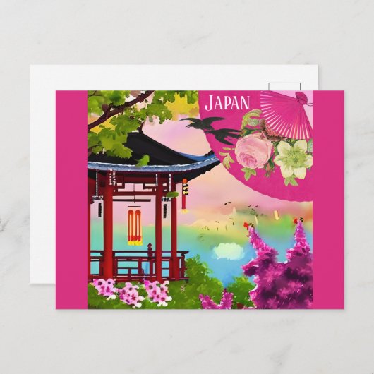 Japan Japanse Pagode Waterverf Reizen Briefkaart (Voorkant / Achterkant)