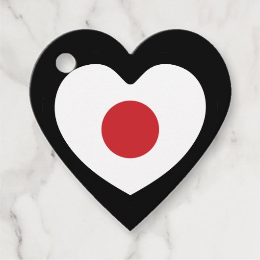 Japan | Japanse vlag hart Bedankjes Labels (Voorkant)