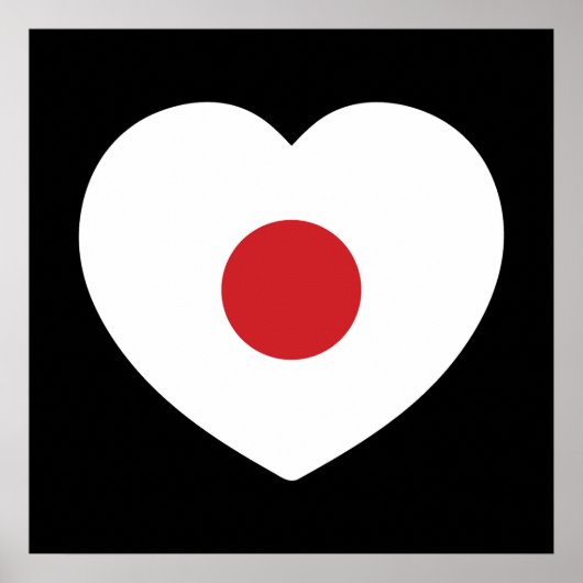 Japan | Japanse Vlag Hart Poster (Voorkant)