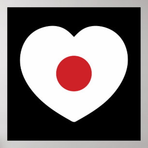 Japan   Japanse vlag hart Poster