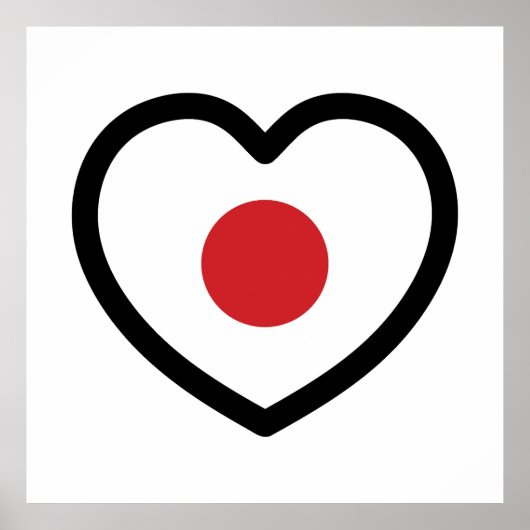 Japan | Japanse vlag hart Poster (Voorkant)