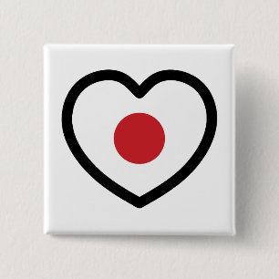 Japan Japanse vlag hart Vierkante Button 5,1 Cm