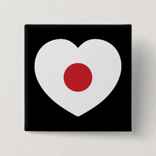 Japan Japanse vlag hart Vierkante Button 5,1 Cm