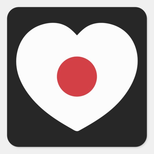 Japan | Japanse vlag hart Vierkante Sticker (Voorkant)