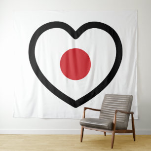 Japan   Japanse vlag hart Wandkleed