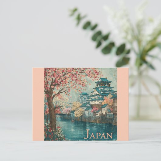 Japan Japenese Temple Cherry Blossom Travel Briefkaart (Staand voorkant)