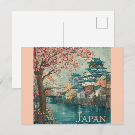 Japan Japenese Temple Cherry Blossom Travel Briefkaart (Voorkant / Achterkant)