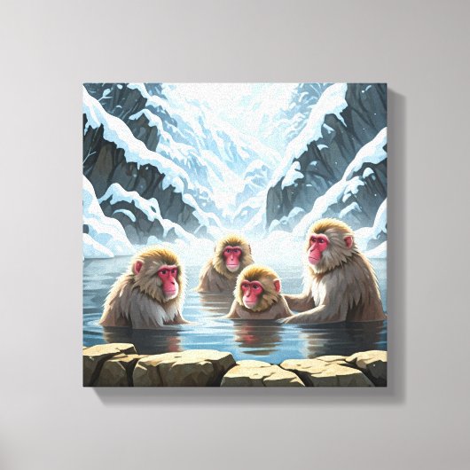 Japan Jigokudani Monkey Park Sneeuwapen Canvas Afdruk (Voorkant)