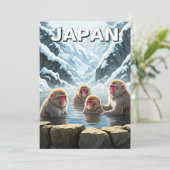 Japan Jigokudani Monkey Park Sneeuwapen Feestdagenkaart (Staand voorkant)