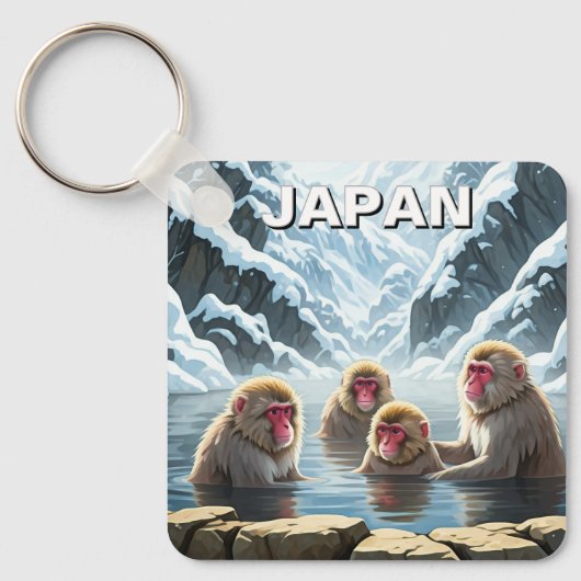Japan Jigokudani Monkey Park Sneeuwapen Sleutelhanger (Voorkant)