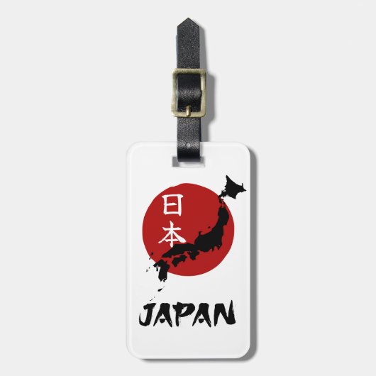 Japan kaart met rode zon decoratie bagagelabel (Voorkant verticaal)