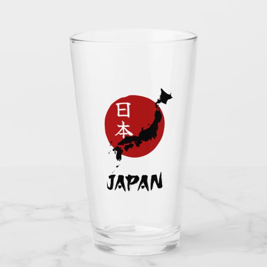 Japan kaart met rode zon decoratie glas (Voorkant)